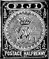 Fidschi Inseln halber Cent Briefmarke im 1892, Jahrgang Illustration. vektor