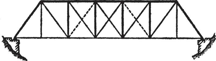 Brücke Platte Fachwerk, Jahrgang Illustration. vektor
