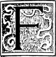 F, dekorativ Initial, Jahrgang Illustration vektor