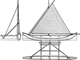 Elevation Aussicht von proa, Jahrgang Illustration. vektor