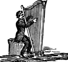 Harfenist, Jahrgang Illustration. vektor