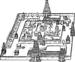 Tempel im Tiravalur, Jahrgang Illustration. vektor