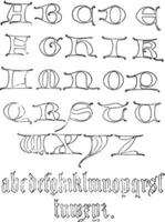 gotik uncial alfabet årgång illustration. vektor