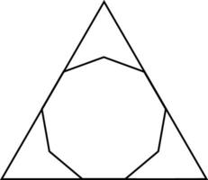 nonagon inskriven i en triangel årgång illustration. vektor