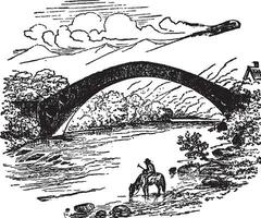 pont y tu prydd, årgång illustration. vektor