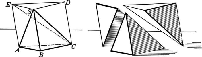 dreieckig Pyramide zum Volumen Jahrgang Illustration. vektor