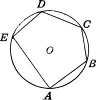polygon inskriven i cirkel årgång illustration. vektor