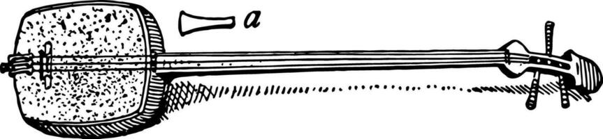 shamisen, årgång illustration. vektor