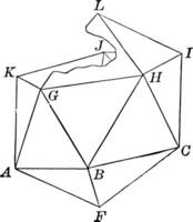 partiell konstruktion av ett ikosaeder årgång illustration. vektor