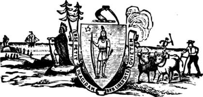 Massachusetts Siegel Jahrgang Illustration vektor