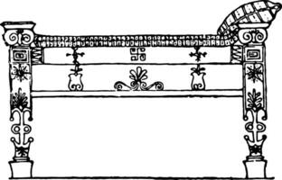 griechisch Bettgestell, Jahrgang Illustration. vektor