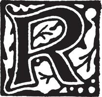 R, Blumen- Initial, Jahrgang Illustration vektor