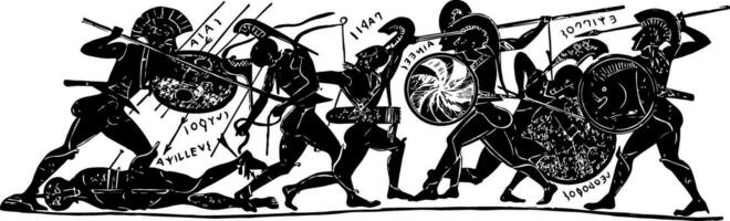 griechisch Soldaten im Waffen, Jahrgang Illustration. vektor