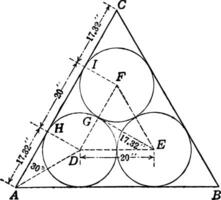 Kreise beigefügt im gleichseitig Dreieck Jahrgang Illustration. vektor