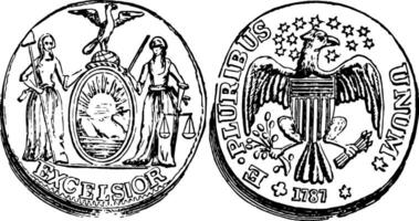Kupfer Cent Münze, 1787 Jahrgang Illustration. vektor