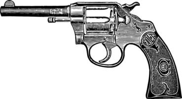 hingst polis positiv revolver, årgång illustration. vektor