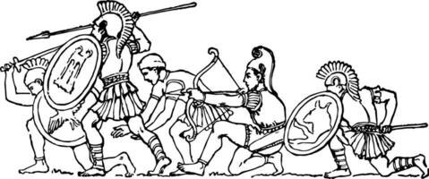 griechisch Soldaten, Jahrgang Illustration. vektor