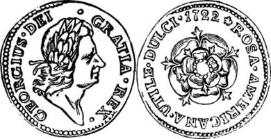 koppar penny mynt, 1722 årgång illustration. vektor