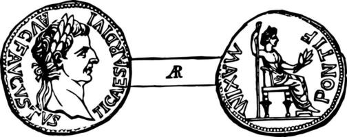 denarer av tiberius caeser årgång illustration. vektor