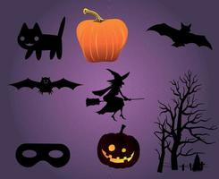 abstrakt glad halloween semester vektorobjekt kattfladdermus och spöke vektor