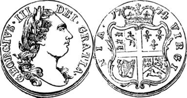 Silber Virginia Schilling Münze, 1774 Jahrgang Illustration. vektor