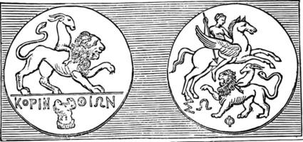 Medaille von Korinth Jahrgang Illustration. vektor