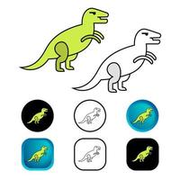 platt dinosaurie djur ikon samling vektor