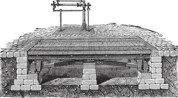 bascule bro eller klaffbro årgång gravyr vektor