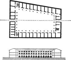 Kaserne von das Spanisch Art siebzehnten Jahrhundert, Jahrgang Gravur. vektor
