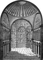 Innere Aussicht von Hagia Sophia im Istanbul, Truthahn, Jahrgang Gravur vektor