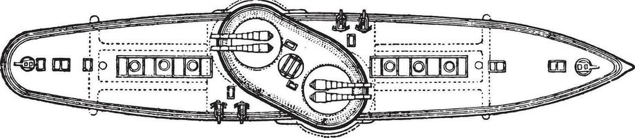 Italien, Italienisch Schlachtschiff, Jahrgang graviert Illustration. industriell Enzyklopädie e.-o. lami - - 1875 vektor