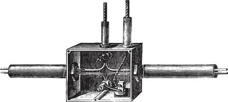 gren låda edison rör, årgång gravyr. vektor