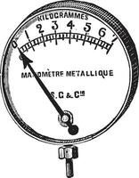 Manometer, Bourdon, ein Metall Ring, Jahrgang Gravur. vektor