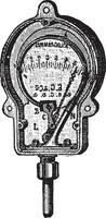 Manometer, Bourdon, ein Metall Ring, Jahrgang Gravur. vektor