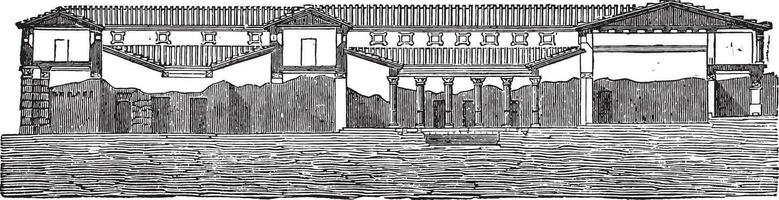 Schneiden das genannt Haus von pansa beim Pompeji, Jahrgang Gravur. vektor