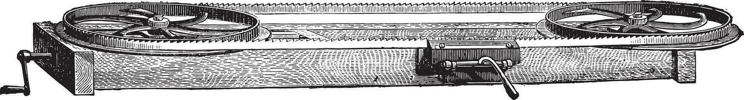 bänk se upp för bandsågar, årgång gravyr. vektor