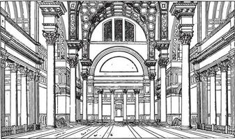 Halle von das Bad von Caracalla, Jahrgang Gravur. vektor