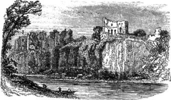 chepstow slott, i monmouthshire, Wales, under de 1890-talet, årgång gravyr vektor