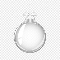 Glas Weihnachten Ball mit Bogen. Element von Urlaub Dekoration. Vektor Objekt zum Weihnachten Design, Attrappe, Lehrmodell, Simulation, Postkarte, Einladung, Poster, Banner