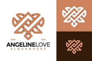 Brief ein V Herz Liebe Logo Design Vektor Symbol Symbol Illustration