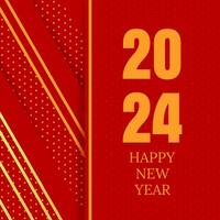 glücklich Neu Jahr 2024 Gruß Sozial Medien Post mit rot Luxus Gold Hintergrund vektor
