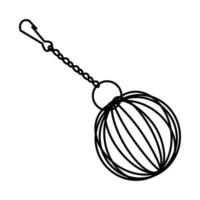 Essen Ball Beschichtung Gras Rack Kaninchen Symbol. Gekritzel handgezeichnet oder Umrisssymbolstil vektor