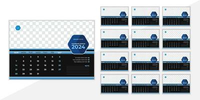 kreativ Schreibtisch Kalender Layout 2024 vektor