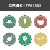 einzigartiger Sommer-Glyphen-Vektor-Icon-Set vektor