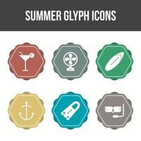 einzigartiger Sommer-Glyphen-Vektor-Icon-Set vektor