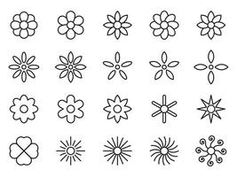 Blume Symbol Satz. einfach Linie Vektor Grafik
