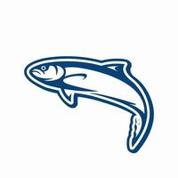 Logo Lachs isoliert Symbole von Vektor Angeln Sport und Meeresfrüchte Design. Ozean oder Meer Wasser Tier Symbole und Embleme Springen oder Schwimmen Fisch.