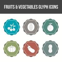 unika frukter och grönsaker vektor Ikonuppsättning