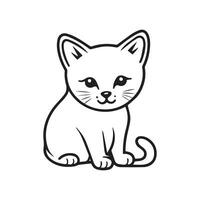 söt vit katt känsla ledsen, vektor illustration