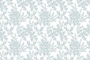 abstrakt Blau auf Weiß nahtlos Muster mit Blätter. zweifarbig Vektor Blumen- Muster.